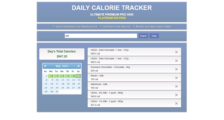 Calorie Tracker Index
